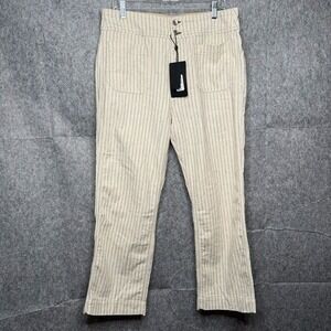 NWT RAG‎ & BONE New York Natural Stripe Naval Cropped Linen Blend Jean-Sz 31